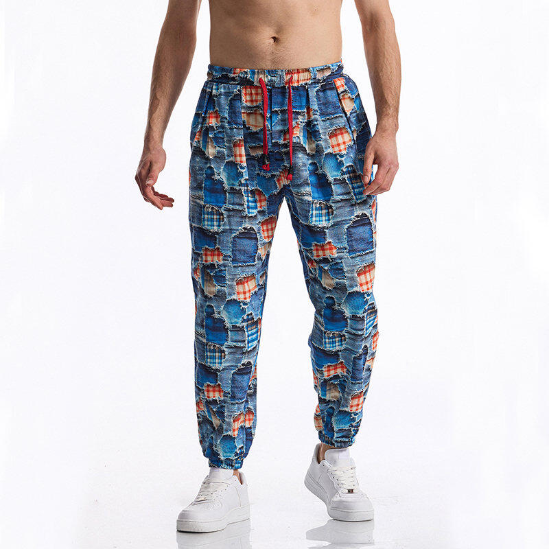 Pantaloni Casual da Uomo Estate Autunno Pantaloni con Stampa Farfalle Vestibilità Larga Vita Elastica con Coulisse Alla Moda e Comodi