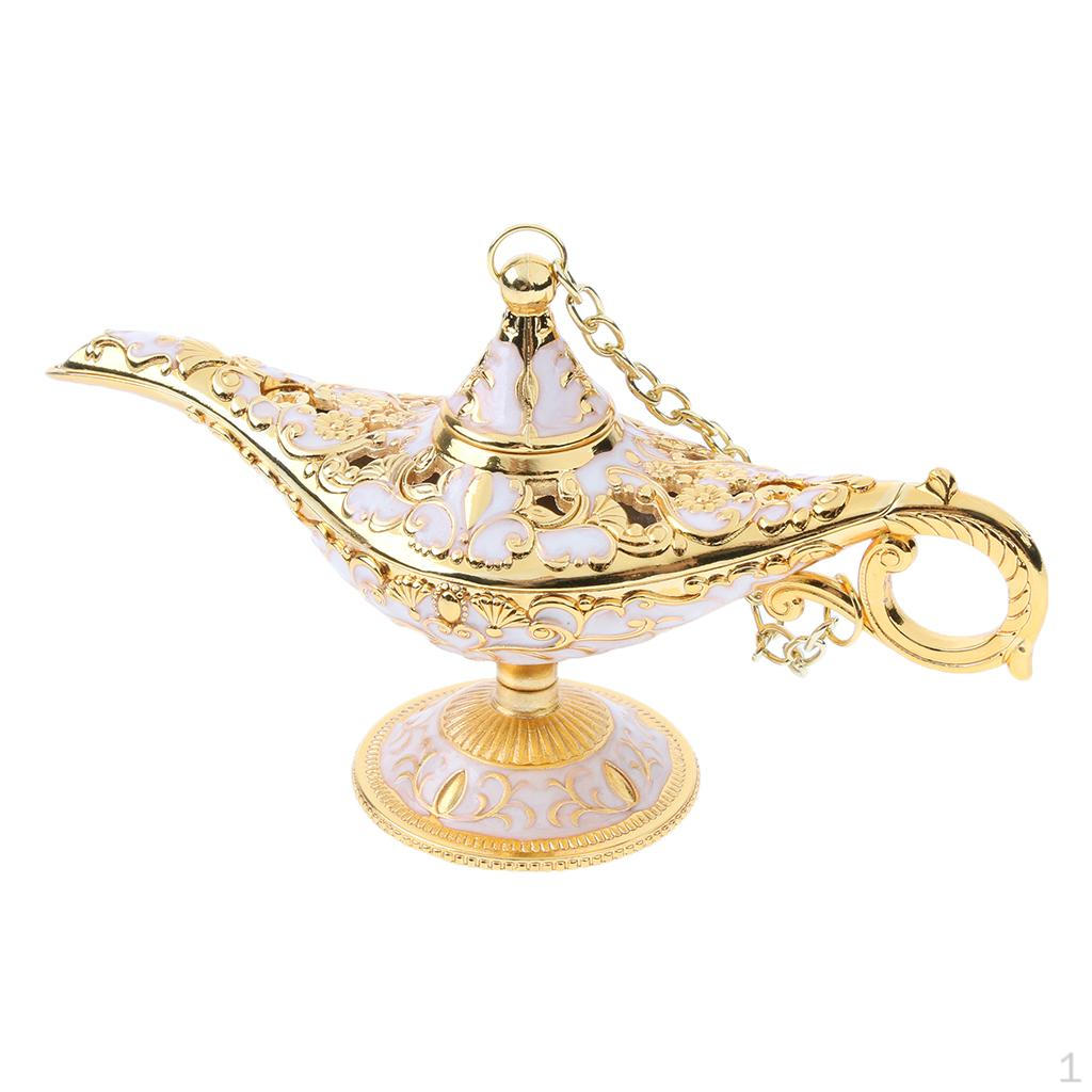 Shiny Vintage Metal Light Lamp Tabletop Accent Arabian Style