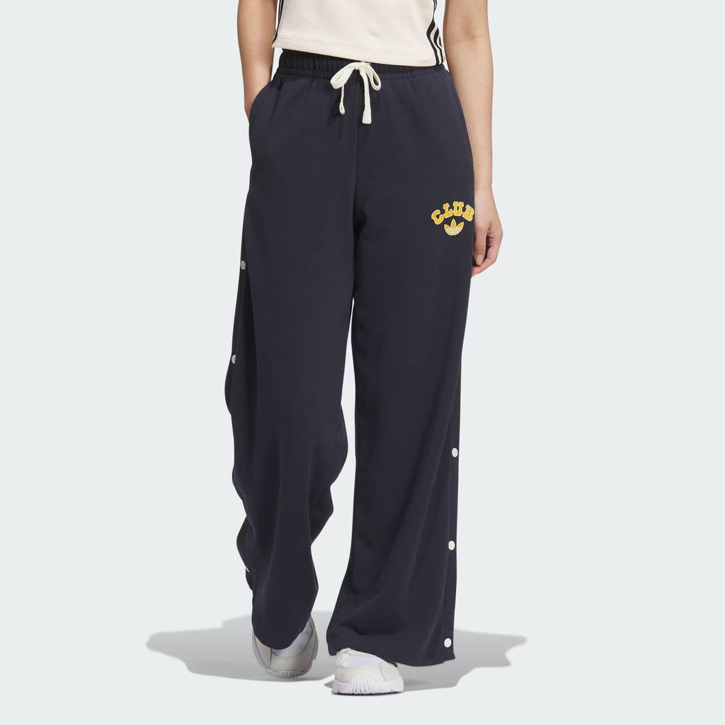 Adidas Originals Collegiate Wide Leg Sweat Joggers Side Opening Button Loose Fit Knitted Sports Pants Women Bottoms Deep-Navy-Blue JD6371