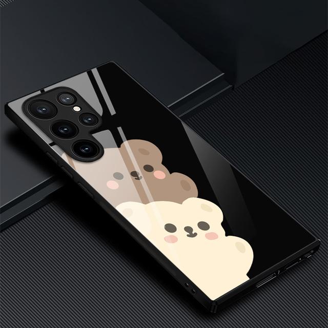 

Милый чехол для телефона для девочек Samsung Galaxy S22 Plus Ultra, стеклянные чехлы с героями мультфильмов для Galaxy S20 Fe S21ultra S23plus S21fe, черный чехол For Samsung S20 Plus