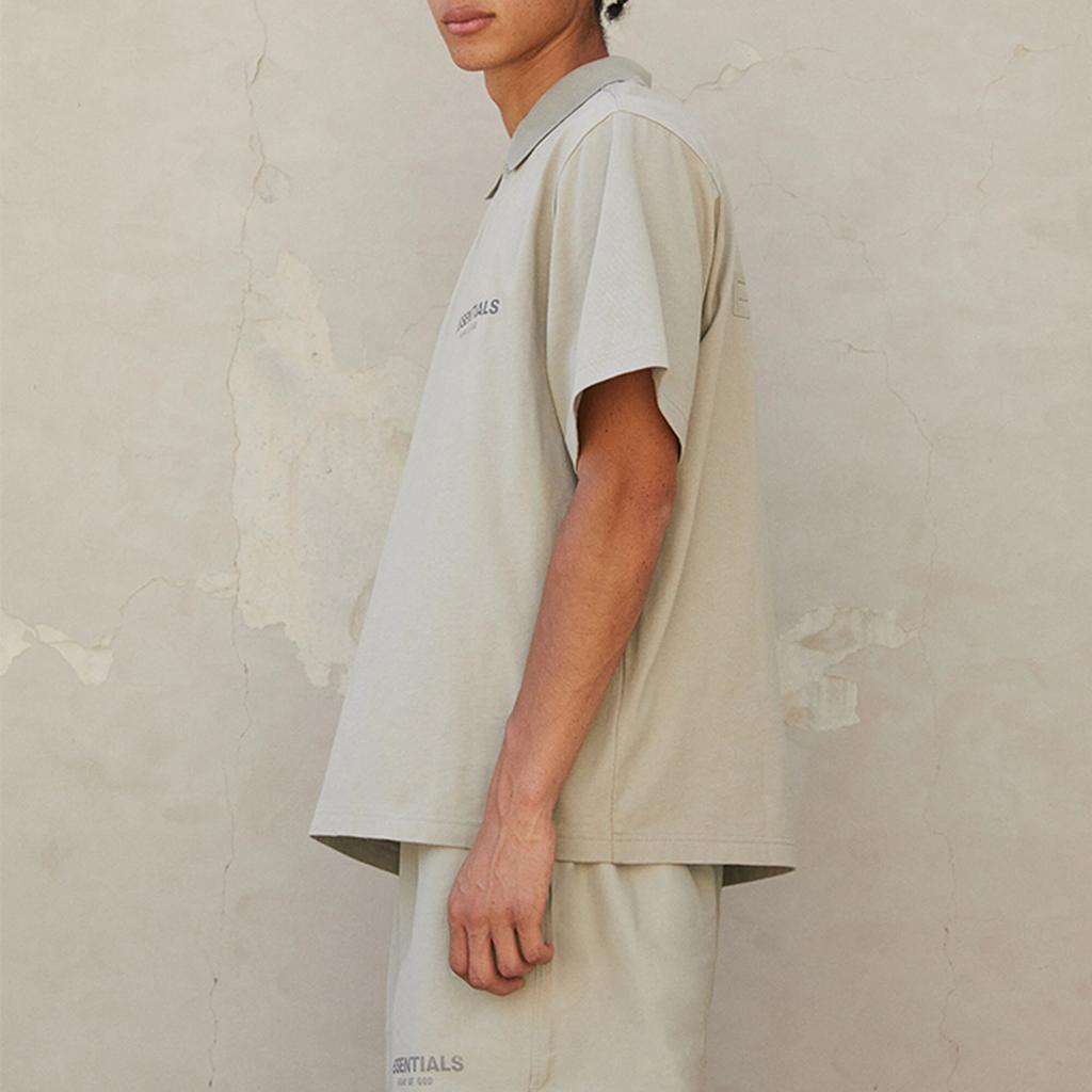 Fear of God Essentials Short Sleeve Polo With Rubberized Logo Unisex Tops Pistachio-Green FOG-FW21-005