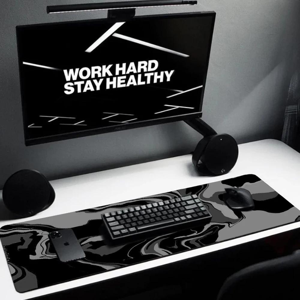 Linien-Flüssig-Mauspad Gaming-Zubehör Topografische Tischmatte Marmor Schwarz Teppich Grau 100x50cm Benutzerdefiniertes PC-Mauspad Schreibtischmatte