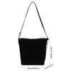 Women Suede Bucket Bag Adjustable Strap Hobo Shoulder Bag for Work Travel(Black)