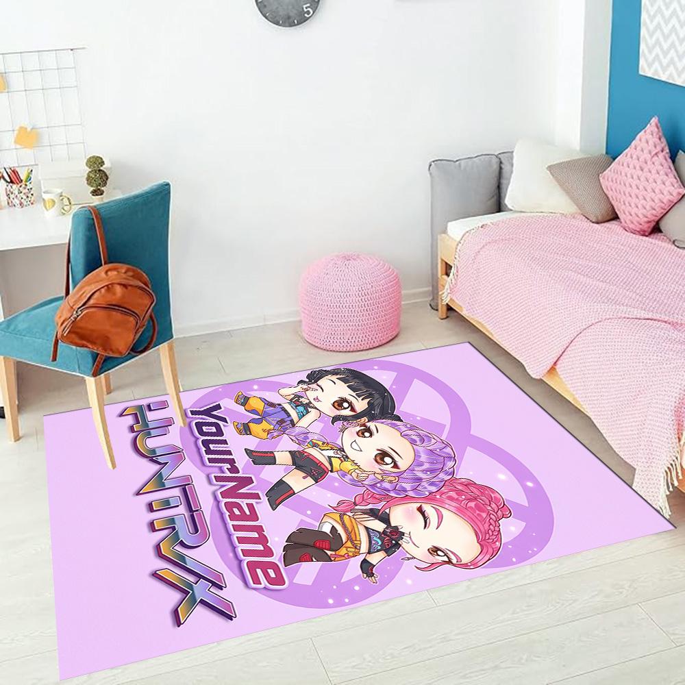 Demon Hunter Girls (2) Customize Your Name Rug, Office Chair Cushion, Home Bedroom Living Room Gift.