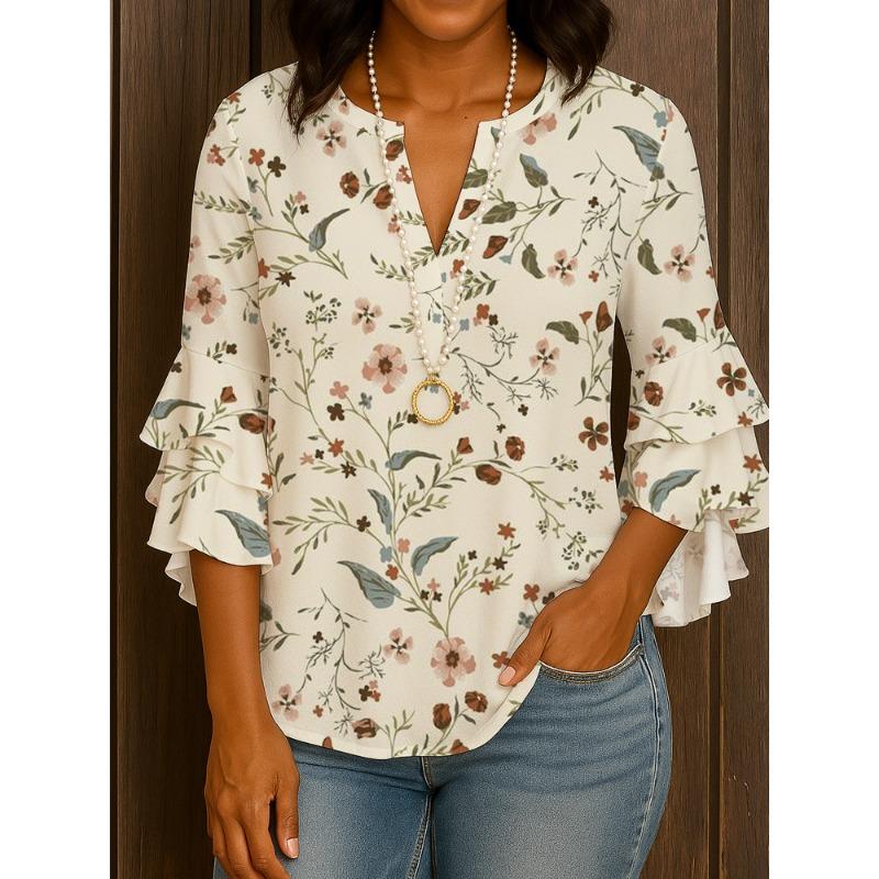 BITCED Women's Fashion Casual 3/4 Sleeves V Neck Blouses & Shirts