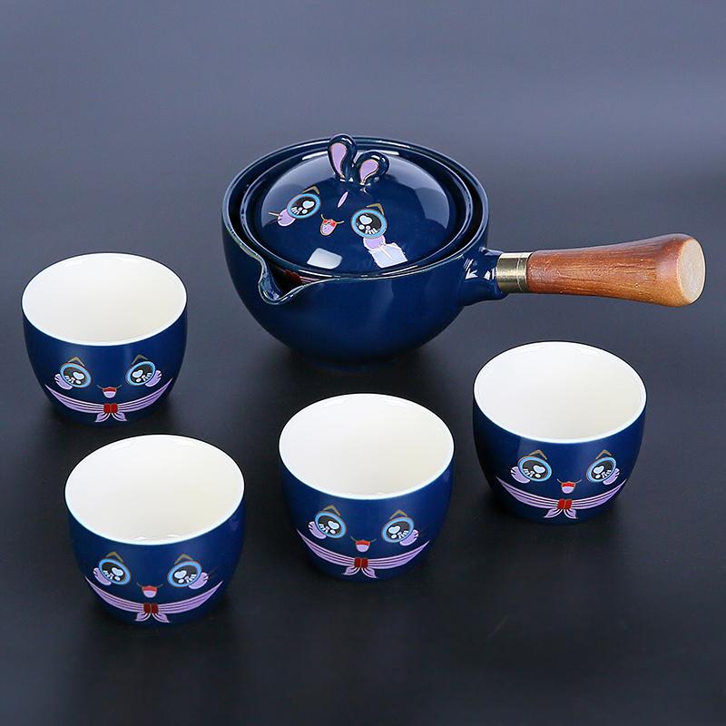 New Style Rabbit Chinese Kung Fu Tea set Travel Tea set Ceramic Portable Tea set Teapot Tea Maker Infuser Teacup Cup for Tea