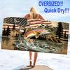 Bass Fishing Print Beach Towel, Large Soft Quick Dry Towel for Beach Camping Swimming