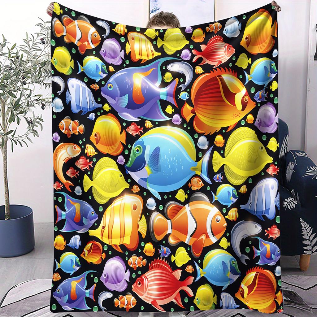 Ocean Fish Soft Blanket Fashionable Small Cover Blanket Suitable For Bedrooms Living Rooms Dormitories Cars Offices Napping