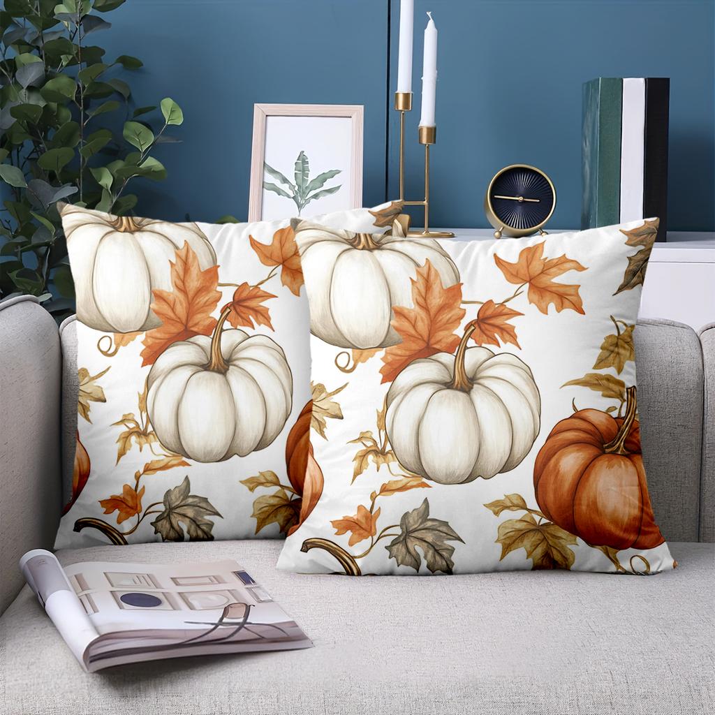 1 pieces -2D flat printing Autumn Pumpkins And Leaves Patterned Cushions Polyester pillowcase, sofa decorative cushion cov