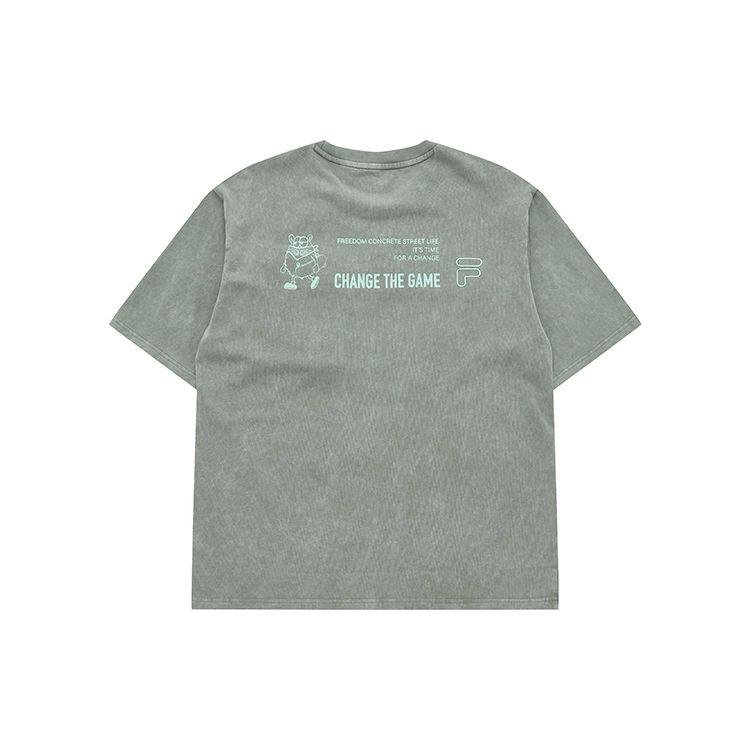 Fila Fusion Streetwear Series Loose Fit Crew Neck Solid Color Short Sleeve T-Shirt Men Tops Military-Green T11M321111F-KK
