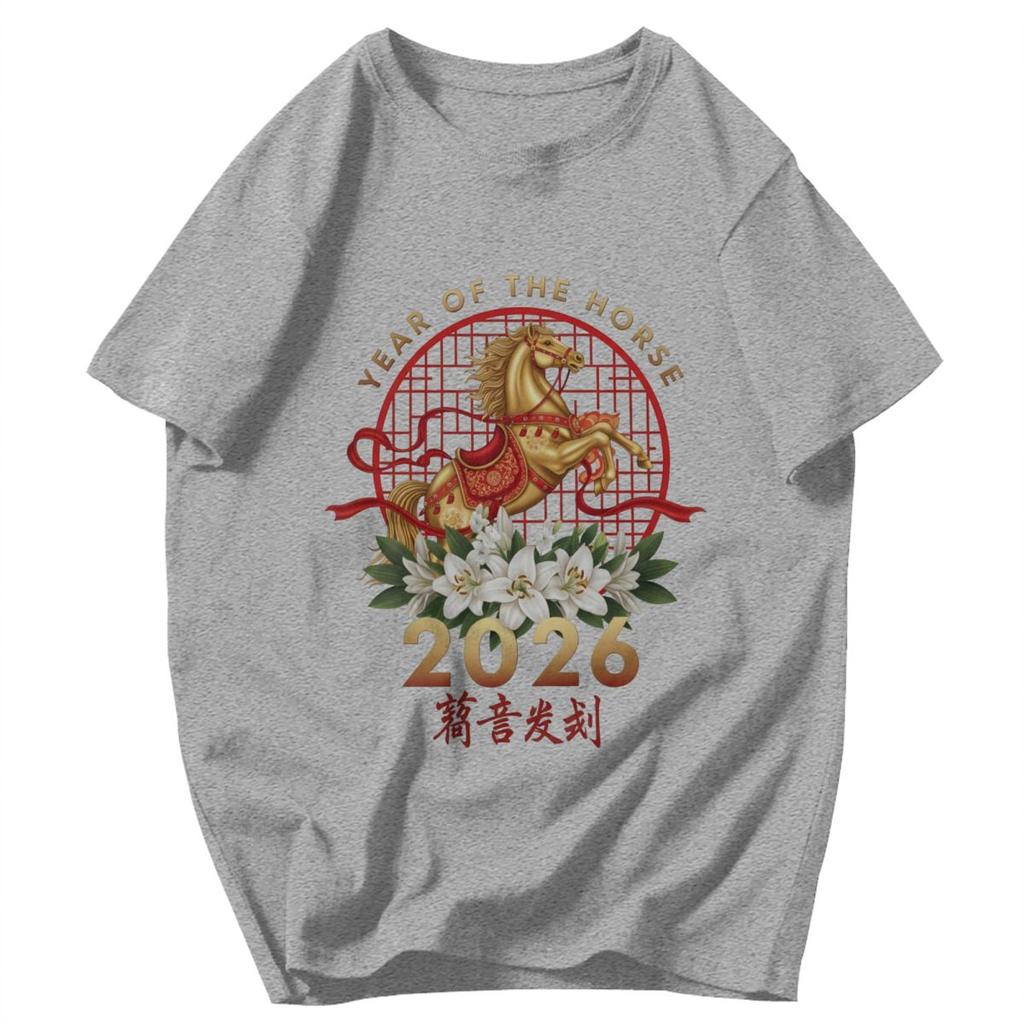 Men T Shirt 2026 Fire Horse Chinese New Year Horse Awesome Pops Y2K Graphic Crewneck Unisex Tops T Shirts
