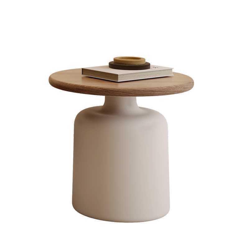 Round Cream Iron Art Coffee Table for Small Apartments - Simple, Modern Living Room Style