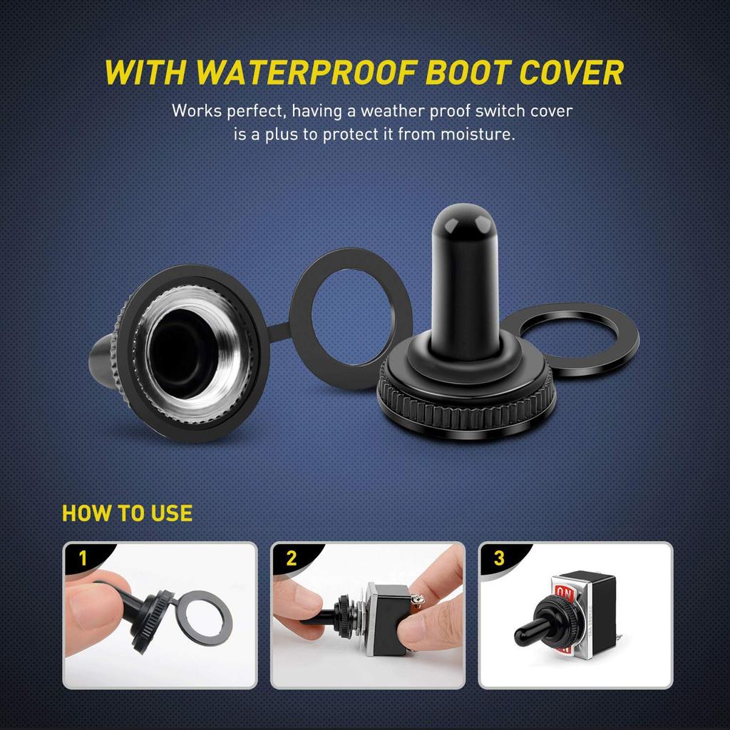 1-10Pcs Heavy Duty Car Boat Rocker Toggle Switch 15A 250V 2Pin SPST ON/OFF Rocker Switches Waterproof Boot Button