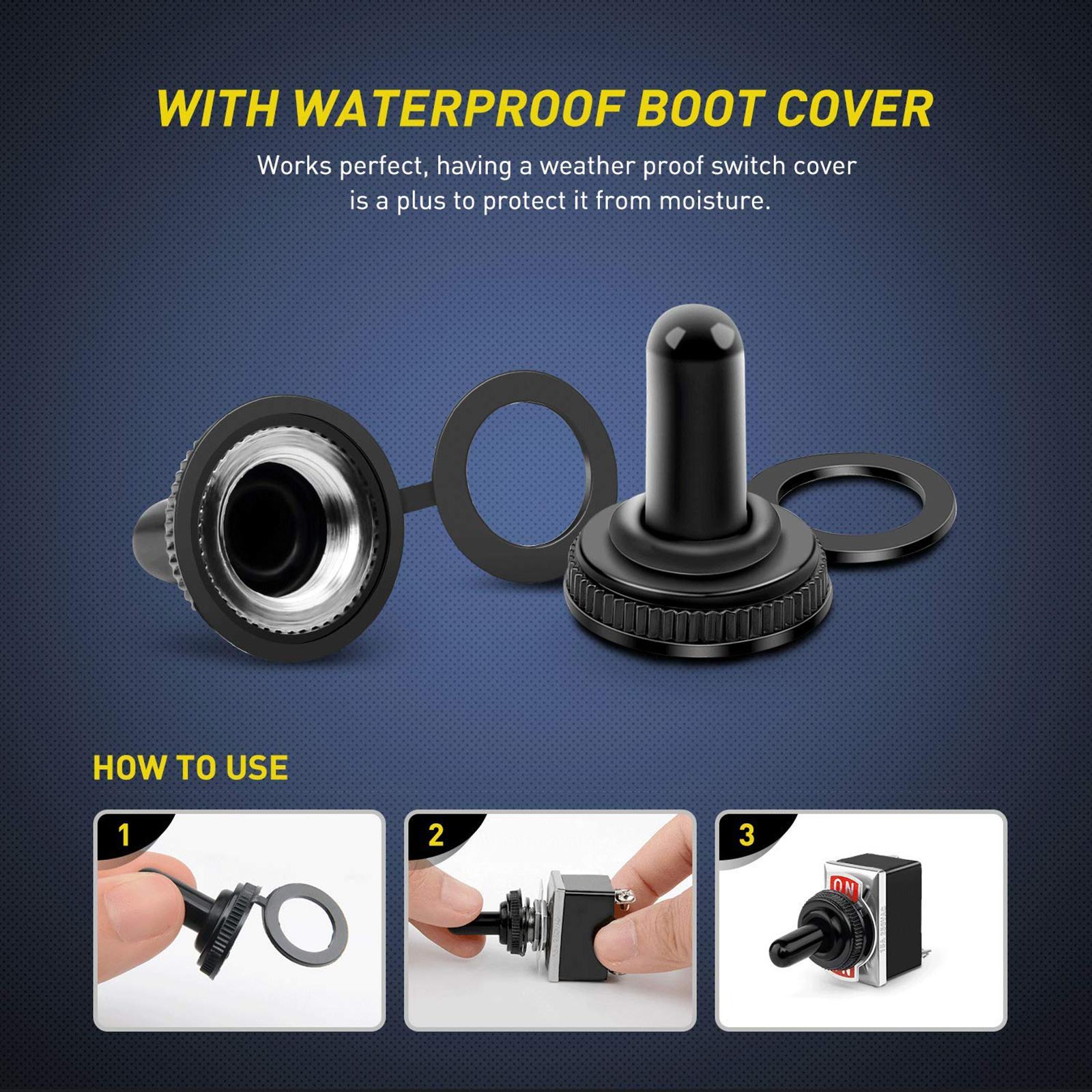 Car Boat Rocker Toggle Switch Heavy Duty Rocker Toggle 2Pin Metal SPST Toggle Switch Waterproof Boot Cap Cover for Car RV Marine China Mainland