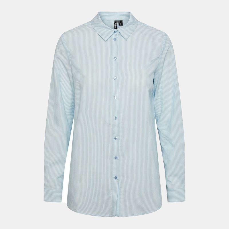 Chemise manches longues à rayures Femme PIECES