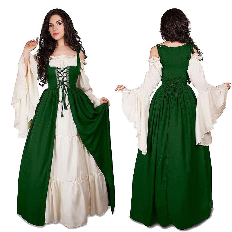 Halloween Costume Female Vintage Court Princess Queen Costume Medieval Drama Stage Performance Costume Fashion