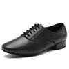 Niedriger Absatz Schwarzes Leder Herren Moderne Tanzschuhe Samba Salsa Tango Lateinamerikanischer Gesellschaftstanzschuh 2,5 cm Absatz Indoor