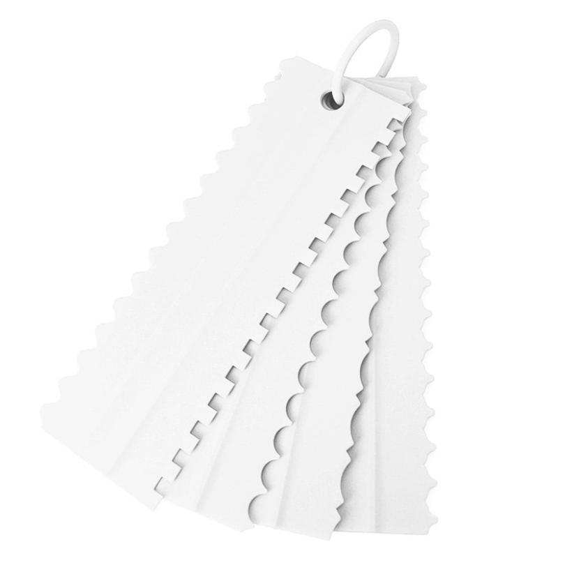 

1 Набор Контурный шпатель для торта Формованный скребок Скребок с неровным зубчатым краем Лопатка для крема Лопатка для выпечки торта Лопатка для торта из мастики Нож для нарезки торта белый