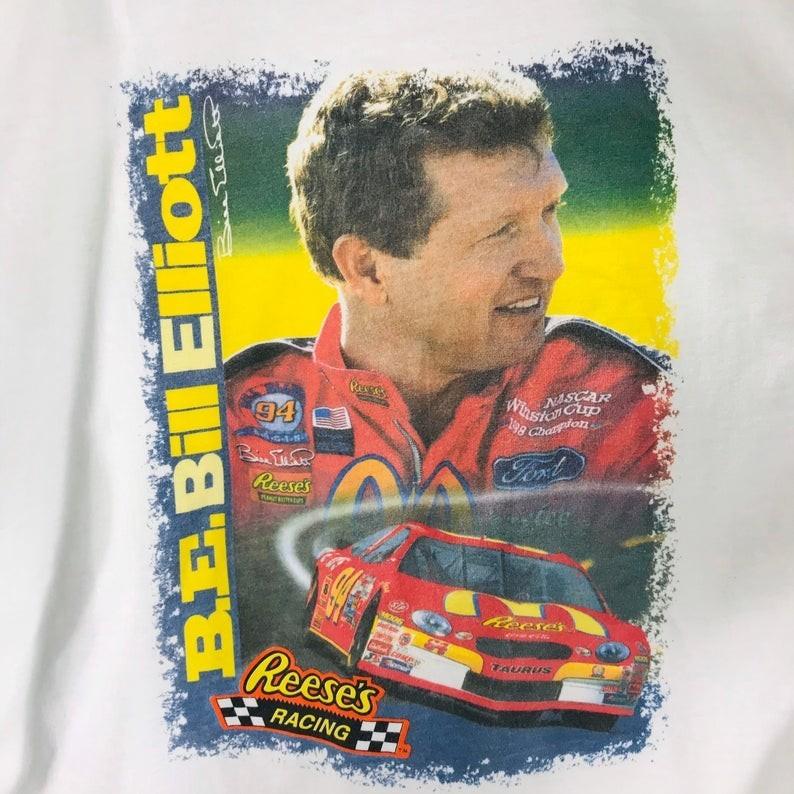 Белая хлопковая футболка Bill Elliott Reese s Racing NASCAR для мужчин, унисекс S