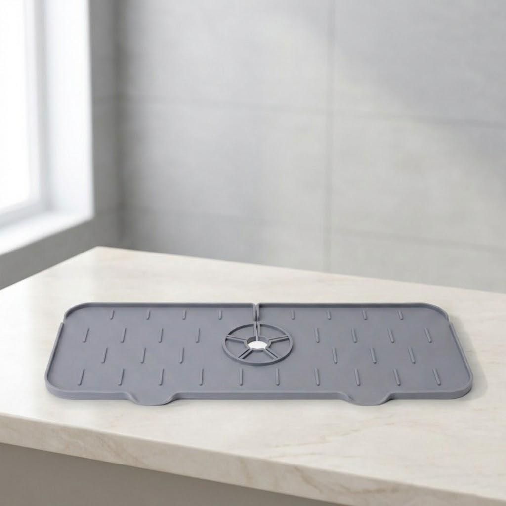 

Silicone Kitchen Sink Splash Guard Faucet Drip Catcher Absorbent Mat Bathroom RV Sink Protector Waterproof Tool серый