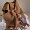 Solid  Wool Scarf Women Winter Warm Scarves Soft Big Size Thick Shawl Brown Cashmere Pashmina Neckerchief Christmas Gift