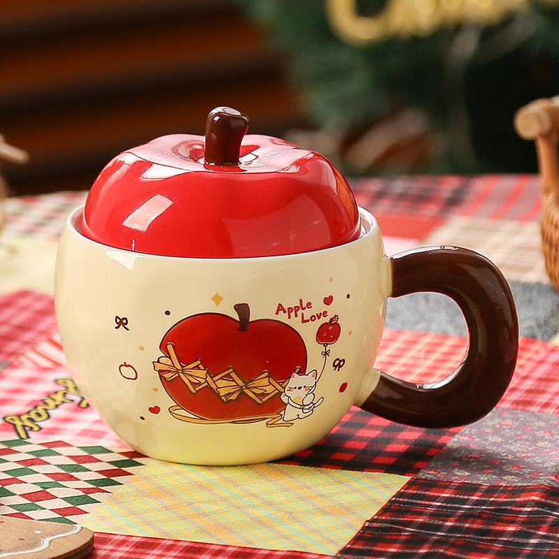 

Рождественские подарки для девочек Кружка Apple с крышкой Милая рождественская чашка Сувенирный подарочный набор Рождественский вечер 301-400ml