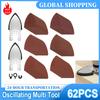 62Pcs Oscillating Multi Tool Triangular Hook Loop Sandpaper Oscillating Multi Tool Sanding Pad Multi 60/80/120/180/240/320 Grit