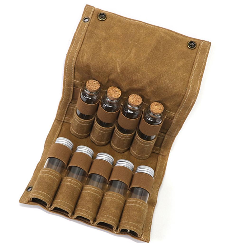 Foldable Spice Jars Canvas Bag Compact Spice Storage Jar Bag for Camping and Travel Easy to Carry and Store