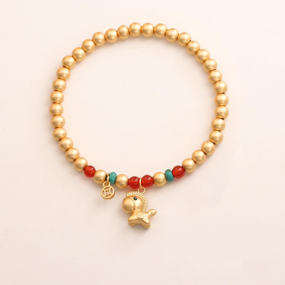 Lucky Animal Pony Clavicle Chain Horse New Creative Retro Money Bracelet for Women Horse Year Fashionable Jewelry Beads Accessories