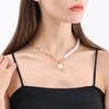 Niche Woven Geometric Imitation Pearls Stacked Collarbone Chain Versatile OT Buckle Splicing Chain Simple Retro Beaded Necklace
