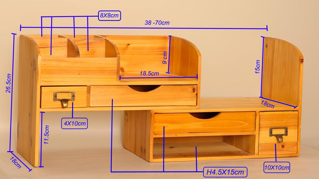 Juleduo Desktop Desk Pen Book Small Item Multiple Assembly Cosmetic Remote Control Rack Wood Organizer, Holder, Stand, Storage, Wooden, Methods,