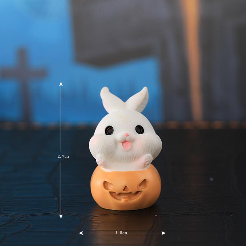 Entzückende Halloween-Miniaturdekorationen aus Harz, niedliche Cartoon-Hasenfiguren für Sukkulenten