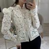 Summer New Women's Lace Crochet Stand Collar Slim Fit Blouse Fashion Elegant Commuter Shirt