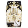 Summer Cartoon Print Elegant Pencil Skirt Women Bodycon High Waist Knee Length Skirt Female