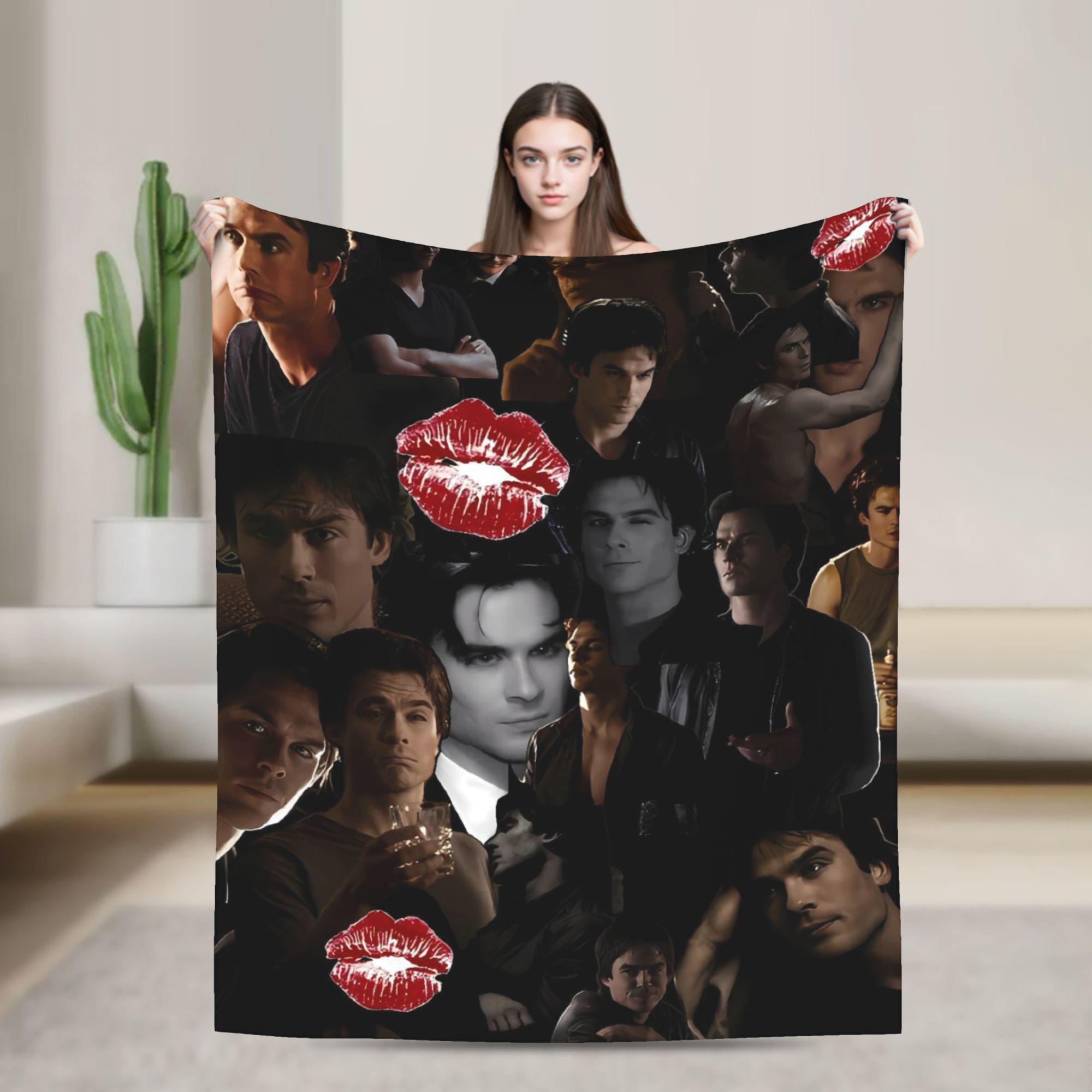 The Vampire Diaries Damon Salvatore  TV Series Blanket  Travel Flannel Throw Blanket For Outdoor Warm Soft Bedspread Gift 75X95CM