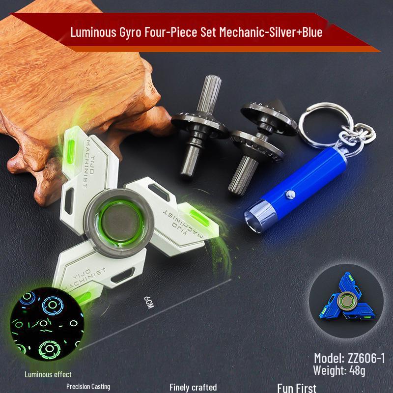 Luminous All-Metal Finger Spinner Set - Long Spin Time & Stress-Relief Toy
