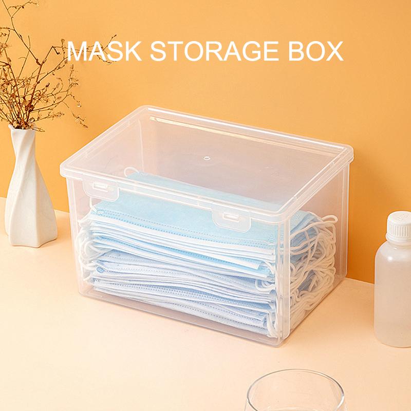 1PC Large Capacity Mask Storage Box Household Desktop Transparent Storage Box Medication And Miscellaneous Transparent Storage