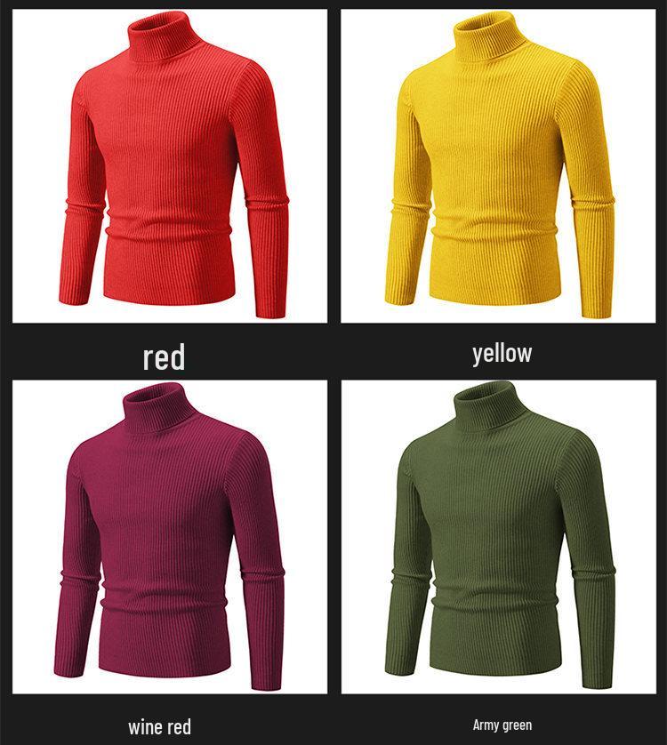 Herren Pullover Herbst/Winter 2024 Hoher Kragen Unifarben Lässig Gestrickt