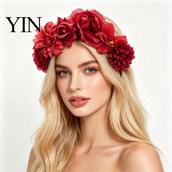 Halloween Hair Accessory 3D Flowers Hoop, Party Headband, Simulated Flower Hairband Rose Headband for Vacation Dance Accessories Gift