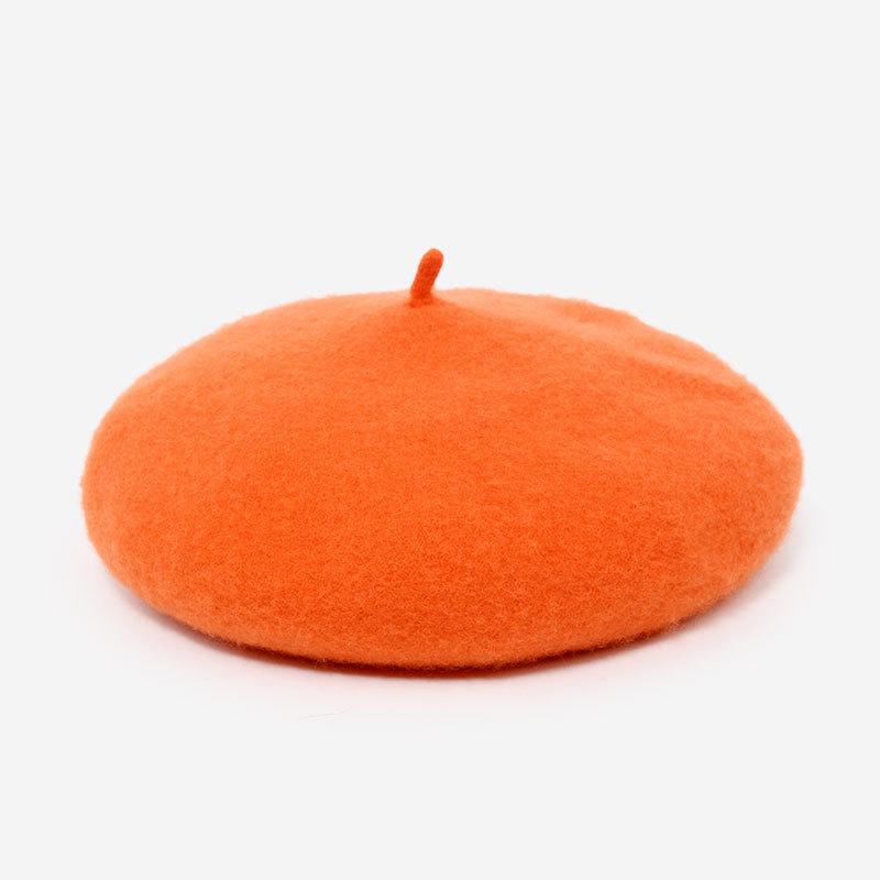 Wollfilz-Baskenmütze für Damen, britischer Stil, Mädchen-Baskenmütze, einfarbig, Wintermütze orange
