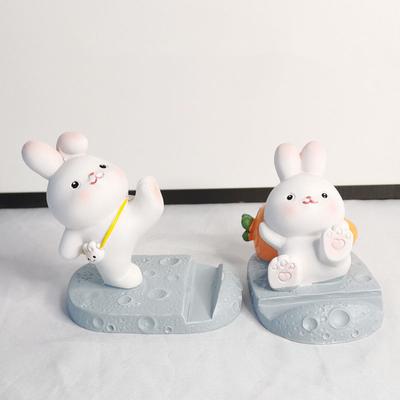 Kreslený Roztomilý Králík Stojan Držák na Mobilní Telefon Stolní Pryskyřicová Dekorace Krásný Králík Držák na Mobilní Telefon Velikonoční Sošky Dárek