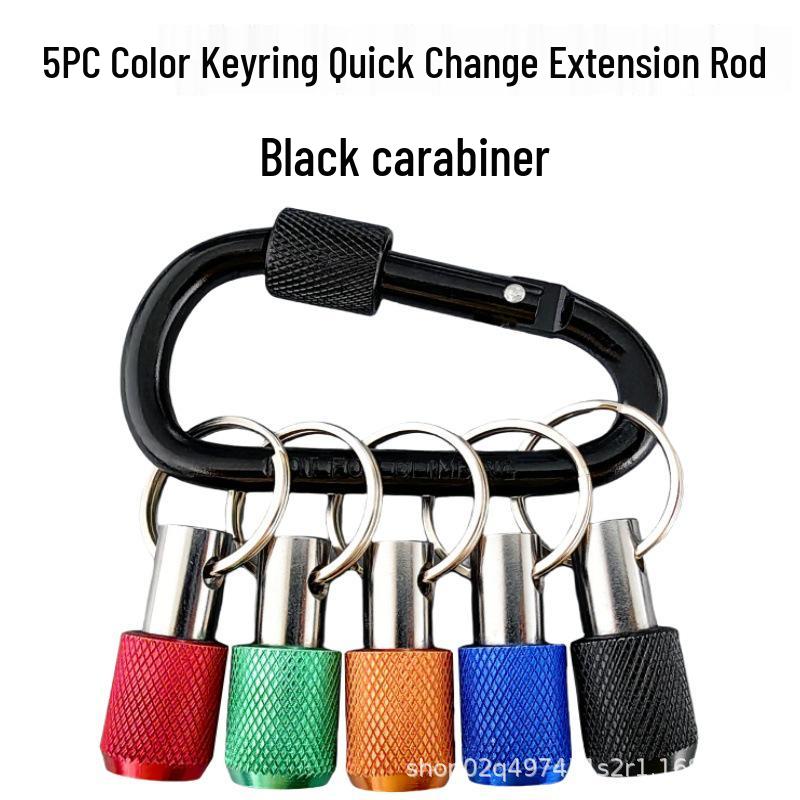 5-Piece Colorful Keychain 1/4" Hex Shank Quick Release Extension Rod with Carabiner