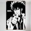 Vintage Anime Character Metal Tin Sign Black White Stylized Spiky Hair Open Jacket Pointing Viewer BANG... Retro Rusty Metal Pos