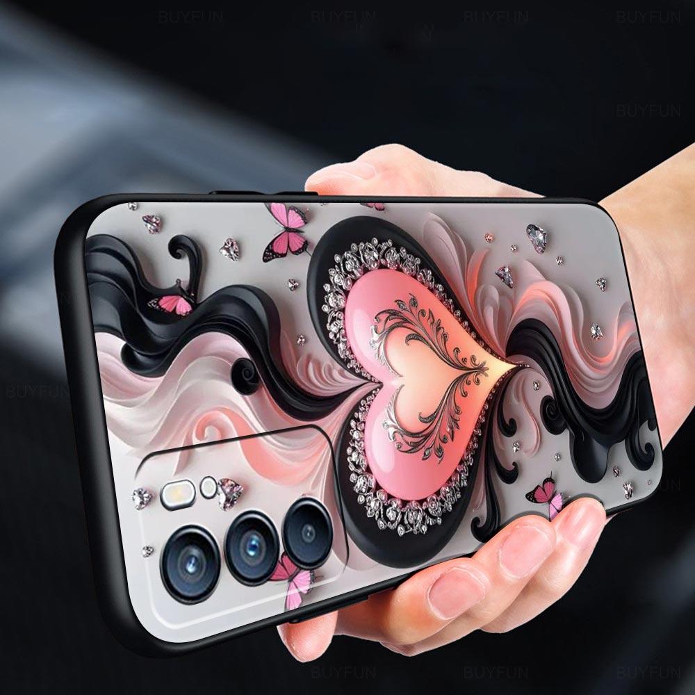 Colored Love Heart Printed Phone Case For Oppo Reno 13 12 11 10 7 F Find X5 X6 A98 A80 A79 A78 A57 A54 A31 A17 Pro 5G Soft TPU