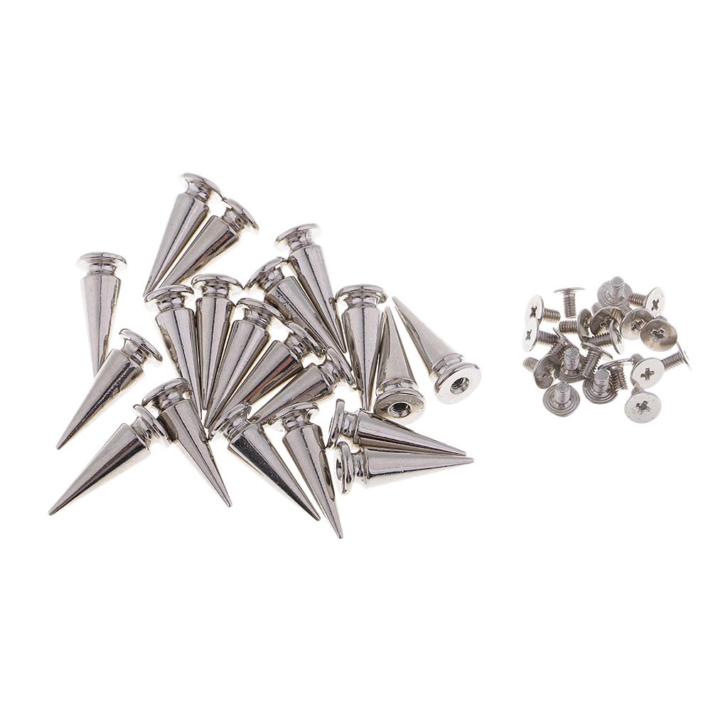 10sets Silver Cone Screwback Spikes Studs 19mm for Bags Clothes Decoration