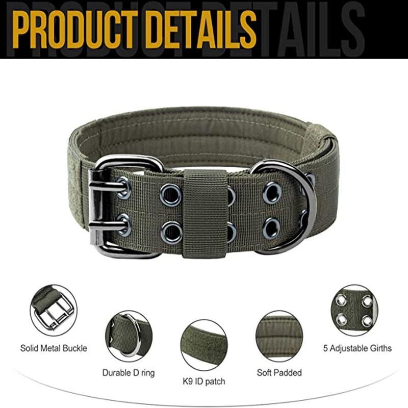 Pet K9 Tactical Dog Collar Adjustable Double Buckle German Shepherd  Training Leash And Collar Set Large Medium Dogs Accessories