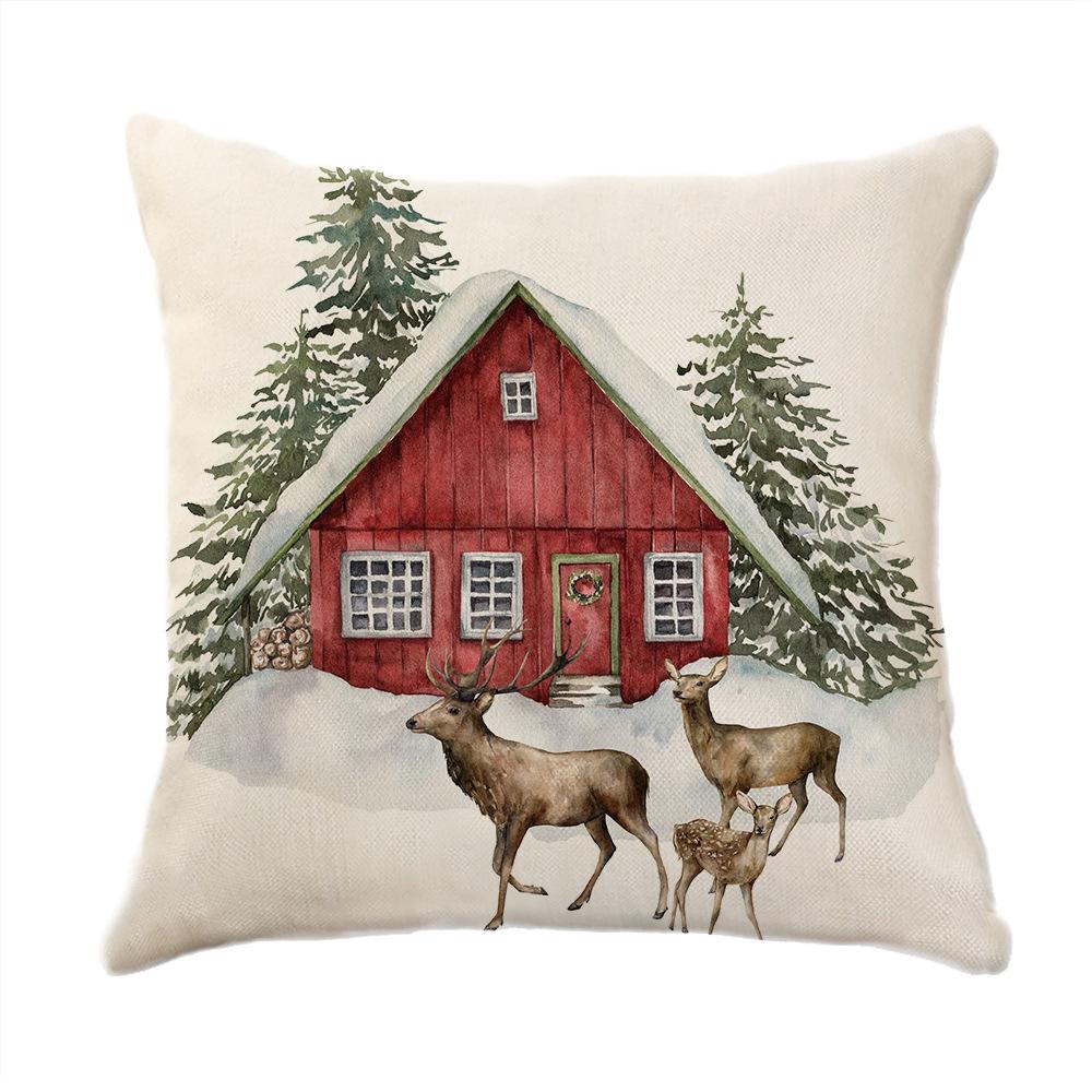 Christmas Theme Printed Sofa Pillow Case Christmas Atmosphere Decoration Bay Window Cushion