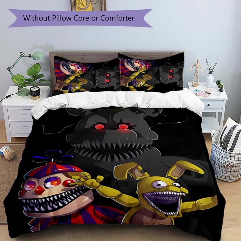 3pcs Five Nights At Freddy's3 Pattern Bedding Set Duvet Cover Set Includes Duvet Cover &pillowcases, Perfect All Season Bedroom Decoration & Gift