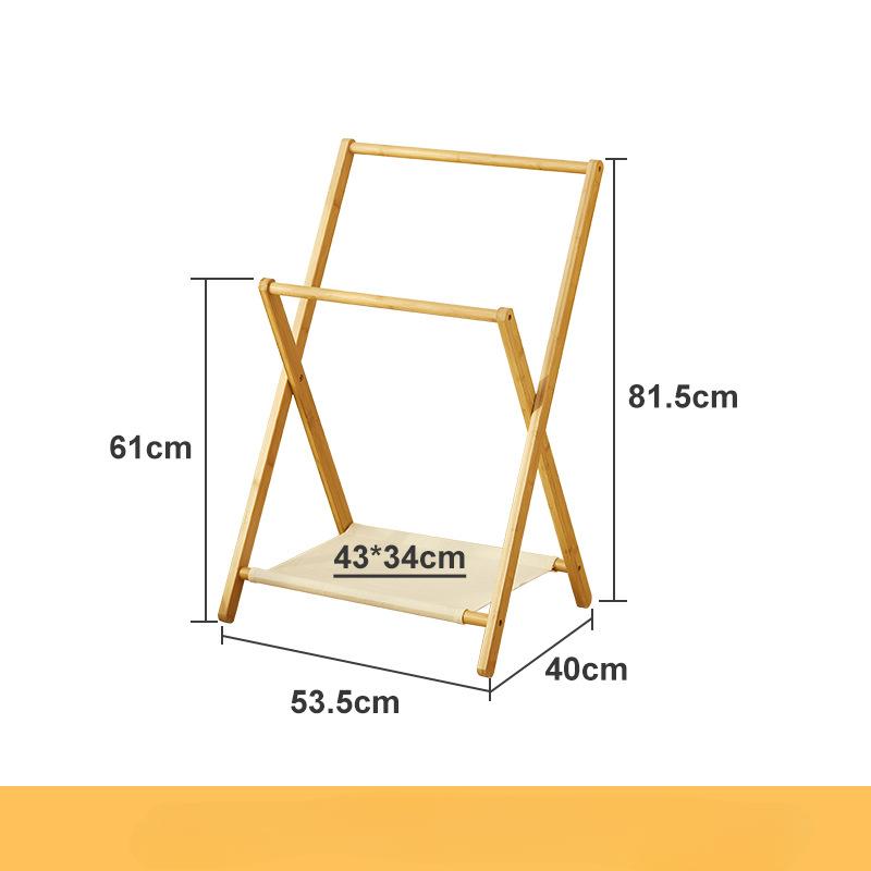 Bamboo Clothing Rack Double Hanging Rods Storage Shelf Small Dress up Wardrobe Organizer Open Closet for Costumes