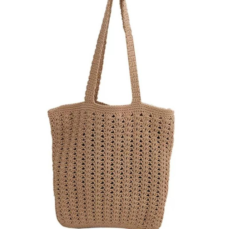 

New straw bag versatile women s bag simple hand-woven bag hollow shoulder tote bag travel beach bag women 32*1*32cm хаки